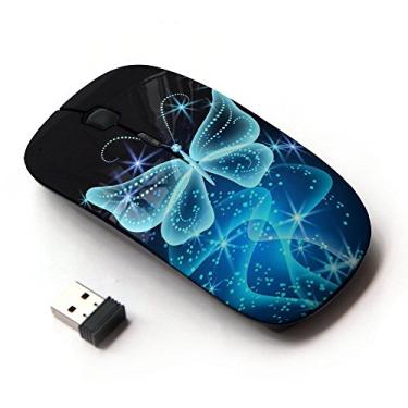 Imagem de KawaiiMouse [Mouse óptico sem fio 2,4 G] Diamante brilhante com glitter borboleta
