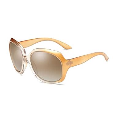 Imagem de Óculos de sol polarizados femininos moda armação retrô óculos de sol feminino espelho vintage óculos de sol femininos de luxo, champanhe C3, com estojo