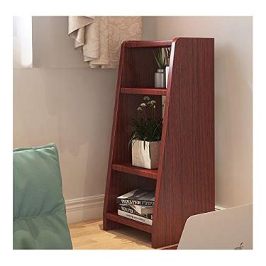 Imagem de KIZQYN Estante de 4 prateleiras estante de estante de madeira trapézio prateleira de exibição de estante de quarto mesa de cabeceira, prateleira de armazenamento decorativa independente, L 39 × D 34 × A 34 estante de livros (Cor: 1)