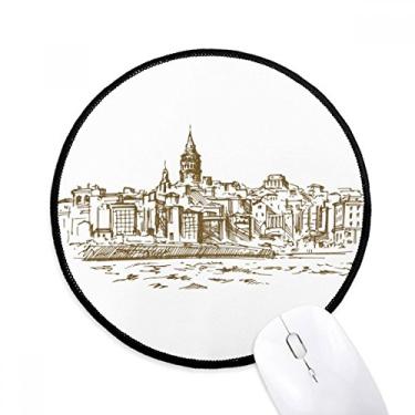 Imagem de Tapete de mouse Turkey River Landmark Sketch Landscape Desktop Office Tapete redondo para computador