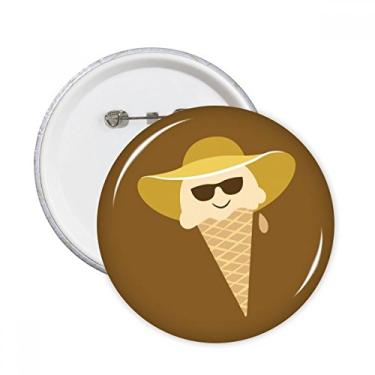 Imagem de Chapéu cabeça de óculos doce sorvete alfinetes redondos emblema botão decoração acessório 5 peças