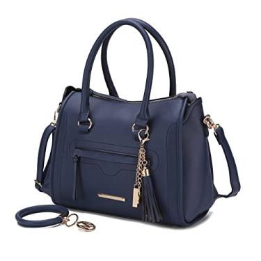 Imagem de MKF Bolsas de ombro para mulheres – Bolsa de bolso de couro PU, bolsa de pasta – Alça transversal, alça superior, Valeria, azul-marinho