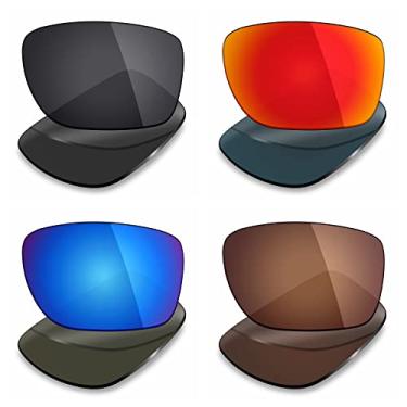 Imagem de 4 pares de lentes polarizadas de substituição Mryok para óculos de sol Oakley Turbine – Stealth preto/vermelho fogo/azul gelo/marrom bronze