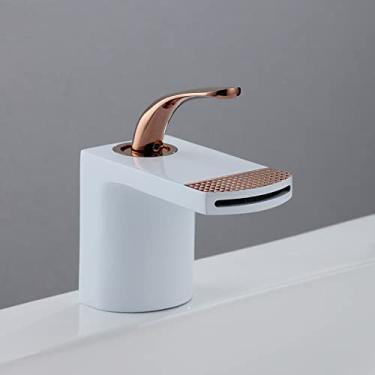 Imagem de Cachoeira Torneira Do Banheiro Frio e Quente Branco Preto Furo Único Suporte Único Vaidade Vaso Pias Torneira Misturadora Torneira De Água, Tamanho único