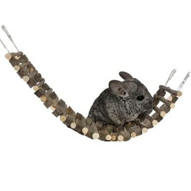 Imagem de Brinquedo de ponte de suspensão chinchila – Escada de madeira longa para escalada para hamsters, ratos, gerbos, planadores de açúcar, ratos e outros animais pequenos (PP)