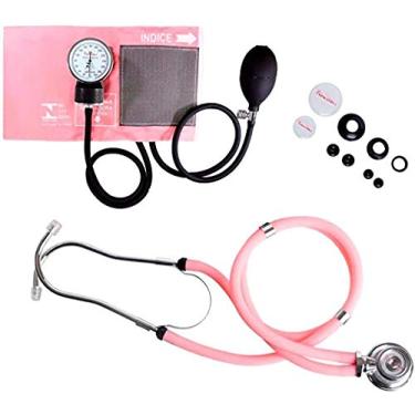 Imagem de Kit Enfermagem Com Esfigmo + Estetoscopio Duplo Rappaport (Rosa)