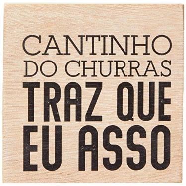Imagem de Arte Maníacos Bloco em madeira Cantinho do Churras - 10x10cm