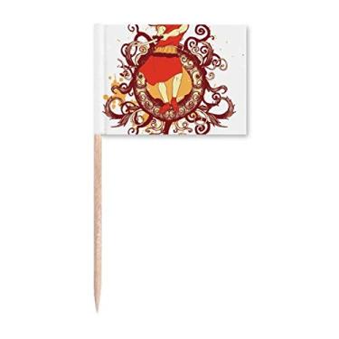 Imagem de Espada Samurai Vermelha Japonesa Ilustração Palito Bandeiras Marcador Topper Decoração de Festa