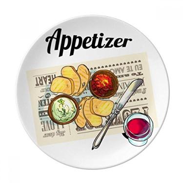 Imagem de Aperitivo fatia de pão prato de vinho decorativo de porcelana salver louça de jantar