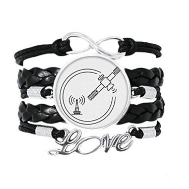 Imagem de OFFbb-USA Pulseira Satélite em torno de recepção, pulseira de couro torcido com corda de tricô para presente