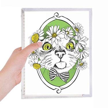 Imagem de Caderno de flores com cabeça de gato para proteger animais amantes de animais de estimação, diário de folhas soltas recarregável