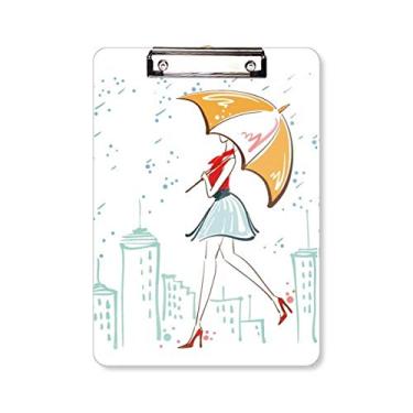 Imagem de Umbrella Rain Lady City Dress Prancheta Pasta Pasta para escrever A4