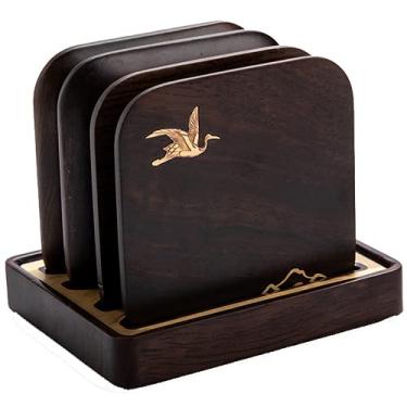 Imagem de PAYNAN Bandeja de madeira chinesa para copo de chá de madeira para escritório, conjunto criativo de chá Kung Fu