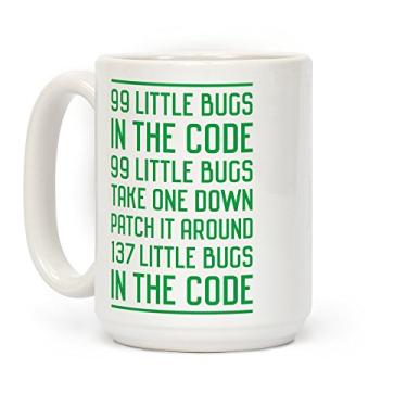 Imagem de Caneca de café de cerâmica LookHUMAN 99 Little Bugs in the Code branca 425 ml