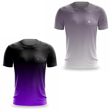 Imagem de Combo 2 Camiseta Masculina Dry UV Fitness Esporte Academia Futebol Pilates Musculação Cam Gênero:Masculino;Cor:Laranja;T