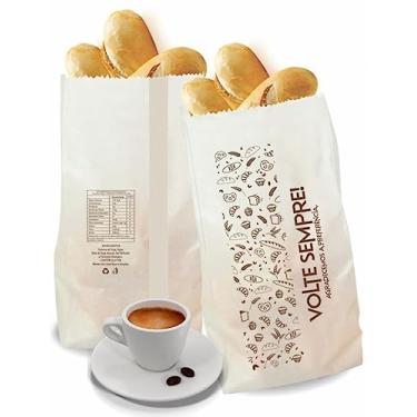 Imagem de Saco para pão Kraft de Papel Branco de 1kg com impressão “Volte Sempre” com 500 unidades