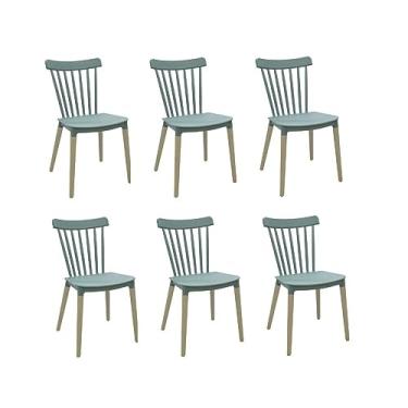 Imagem de Kit 6 Cadeiras Encosto Vazado Janaina Rivatti Móveis Verde Menta