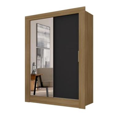 Imagem de Roupeiro Com Espelho 2 Portas Correr Betina Borea/preto - M. Arapongas Boreal/preto Fosco