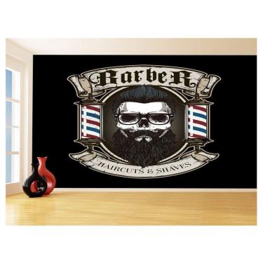 Imagem de Papel De Parede 3D Barbearia Barber Shop Logo 3,5M Brb27
