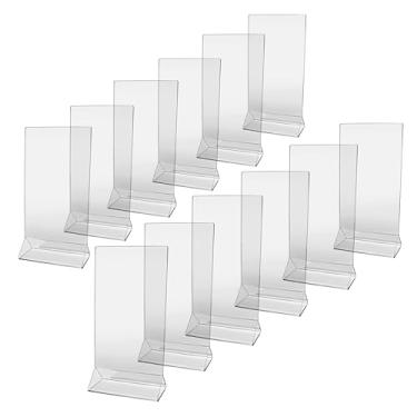 Imagem de New Star Foodservice 22971 Porta-cartão para menu de mesa de acrílico, 10 x 20 cm, transparente, conjunto de 12