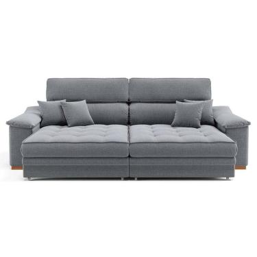 Imagem de sofá 3 lugares retrátil e reclinável raul linho cinza