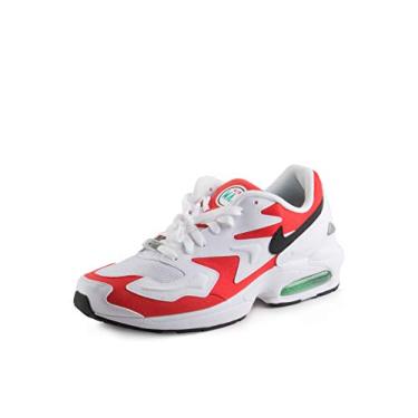 Imagem de Nike Tênis masculino Air Max2 Light, Branco/preto-vermelho habanero, 10 Women/8.5 Men