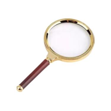 Imagem de Lupa De Aumento De Luxo, Lente de Aumento 90mm, Zoom 8x, Para Leitura, Escolar, De Mão, Com Cabo Imita Madeira – Profissional