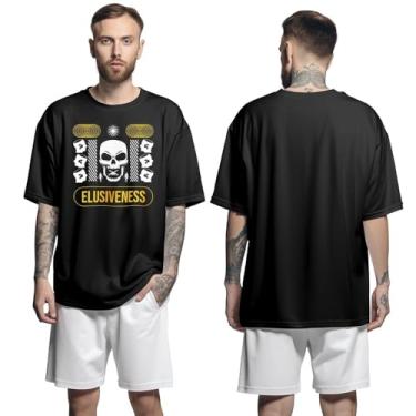 Imagem de Camisa Camiseta Oversized Streetwear Genuine Grit Masculina Larga 100% Algodão 30.1 Elusiveness - Preto - M