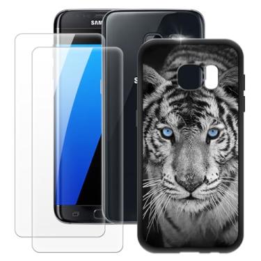 Imagem de MILEGOO Capa para Samsung Galaxy S7 + 2 peças protetoras de tela de vidro temperado, capa ultrafina de silicone TPU macio à prova de choque para Samsung Galaxy S7 (5,1 polegadas)