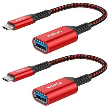 Imagem de NIMASO Pacote com 2 adaptadores USB C para USB 3.1, cabo OTG tipo C macho para USB fêmea OTG compatível com iPhone 15/15 Pro/15 Plus/15 Pro Max, MacBook Pro, iPad, Samsung Galaxy, Huawei, Google