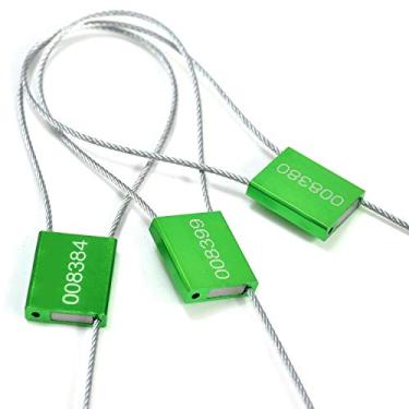 Imagem de Cabo de segurança de puxar apertado sela etiquetas de contêiner de alumínio de liga de alumínio padrão ISO 17712 (pacote com 50, verde)