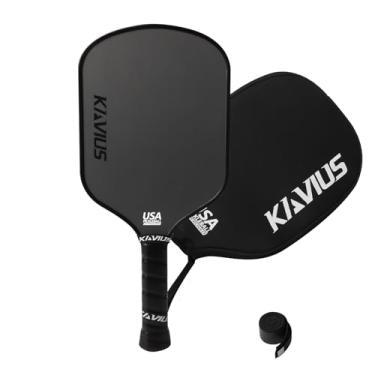 Imagem de KAVIUS Raquete de pickleball de fibra de carbono T700, núcleo de favo de mel, 16 mm, pás de pickleball Pro, jogadores avançados com capa, raquetes de pickleball aprovadas pela USAPA, cabo longo