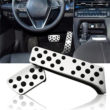 Imagem de Vinzecle Kit de pedal antiderrapante compatível com Camry & Lexus ES LS 2018-up, Avalon/RAV4 2019-up, Highlander 2020-up, capas de pedal de freio e acelerador de gás de liga de alumínio