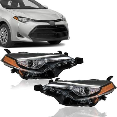 Imagem de Conjunto de faróis de LED, lado do motorista e passageiro, substituição compatível para Toyota Corolla CE/L/LE/LE ECO 2017-2019