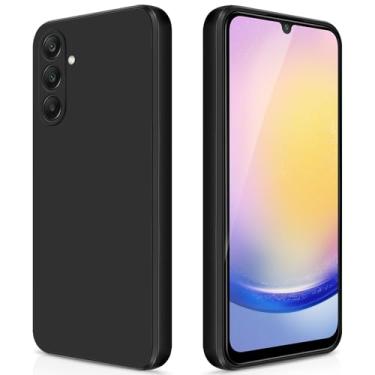 Imagem de GiiYoon Capa para Samsung Galaxy A25 5G, capa protetora de corpo inteiro com toque suave e sedoso, case à prova de choque com forro em microfibra - Preto