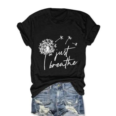 Imagem de MZEAZRK Camiseta feminina Boho com estampa de flores silvestres linda margarida de manga curta para férias, T - preto, XXG