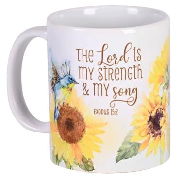 Imagem de Dicksons Caneca de café para sua bebida matinal favorita 325 ml pássaro azul de cerâmica The Lord is my strength
