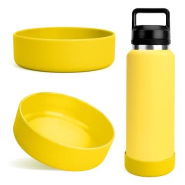 Imagem de Linkidea Bota de garrafa de água compatível com YETI Rambler Bottle 1,020.6 g, Yonder 1,417.5 g, protetor de silicone antiderrapante para garrafa de água inferior (amarelo alpino/2 unidades)