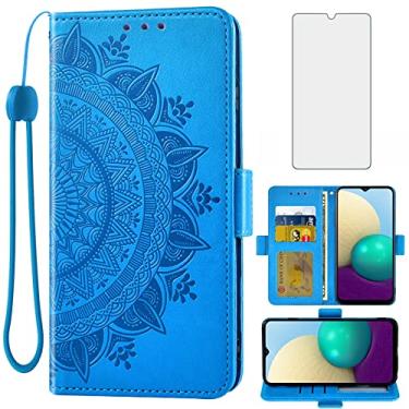 Imagem de Asuwish Compatível com Samsung Galaxy A02 Capa carteira de vidro temperado protetor de tela porta-cartão de crédito flip alça de pulso capa de celular para celular Gaxaly A 02 5G Glaxay 02A Galaxies