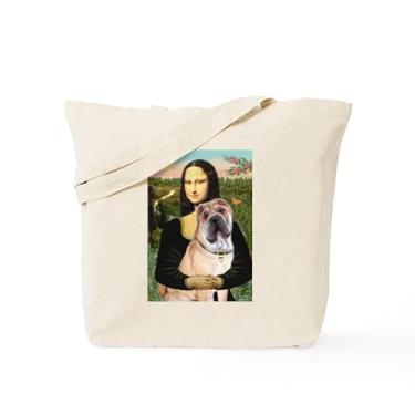 Imagem de CafePress Bolsa de compras de lona bege natural reutilizável Mona Lisa's Shar Pei (#5)