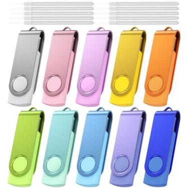 Imagem de Pacote com 10 unidades flash USB 2.0 de 16 GB, pen drives giratórios, 16 GB para armazenamento universal de dados em casa e no escritório para armazenar fotos/vídeo/música/arquivos. Kepmem