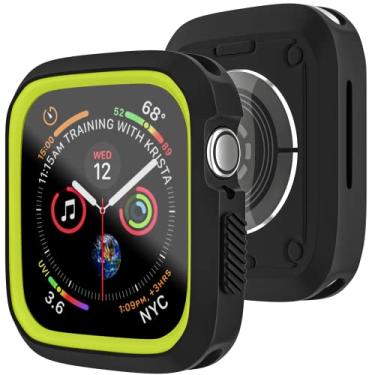 Imagem de D & K Exclusives Capa compatível com Apple Watch de 40 mm, capa protetora esportiva para iWatch feminino, masculino, crianças, GPS, iWatch Series 6/5/4/SE, preto, amarelo neon