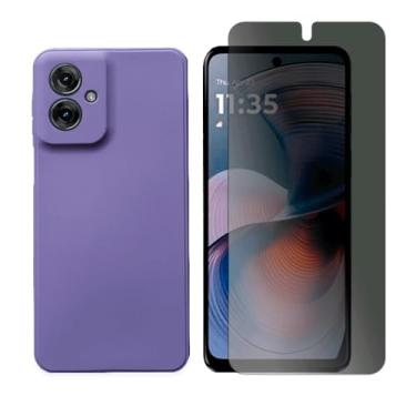 Imagem de GR Global Revolution, Capa Aveludada Para Motorola Moto G55 + Pelicula Privacidade Cor:Lavanda