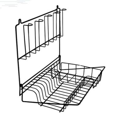 Imagem de Escorredor de Pratos de Parede Suspenso Dobrável 10 Pratos - Preto - C