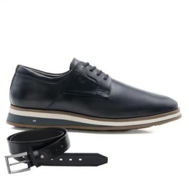 Imagem de Sapato Jota Pe Casual Preto Em Couro + Cinto Navagio 84906-Masculino