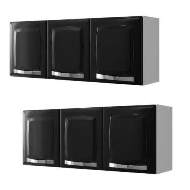 Imagem de Conjunto 2 Armários de Cozinha Aéreos Itatiaia Aço 3 Portas Rose Preto