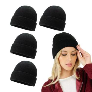 Imagem de Kit 4 Touca Gorro Adulto Poliester Frio Inverno Unissex - Darujo, Pret