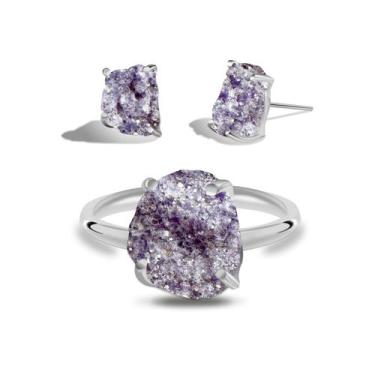 Imagem de Conjunto de Lepidolita Roxa - Cristal Natural, Prata 925