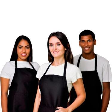 Imagem de Kit 2 Avental Oxford Frontal Lojaloja Preto Com Bolso Grande Liso - Lo