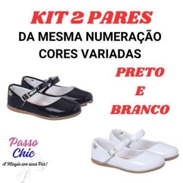 Imagem de Kit 2 Pares Sapatilha Infantil Menina Verniz Lisa Confortável Boneca M